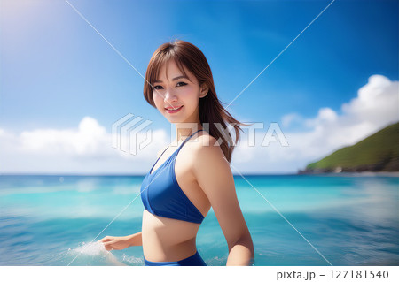 暑い夏を満喫する女の子 127181540