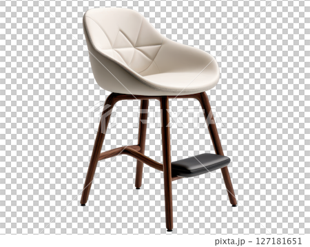 Modern barstool with footrest, featuring stylish design and comfort 127181651