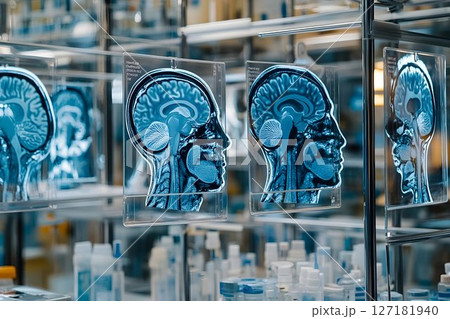 Brain Scans Displayed in a Modern Medical Research Laboratory Se 127181940