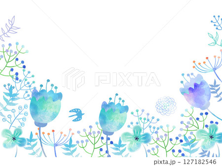 水彩草花背景 水彩草花背景 127182546