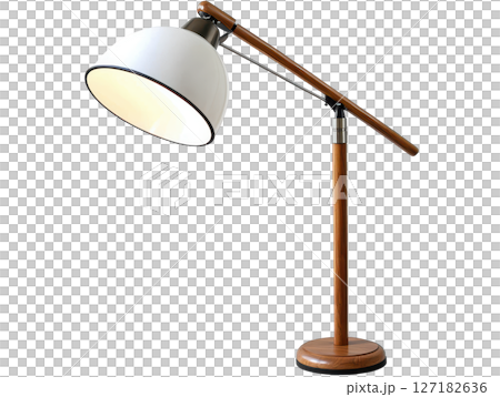 Stylish floor lamp with modern design and wooden accents for decor 127182636