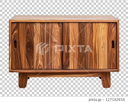 Mid century modern sideboard with sliding doors, crafted from wood Mid century modern sideboard with sliding doors, crafted from wood 127182658