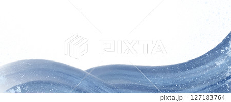 和風の波フレーム素材	 127183764