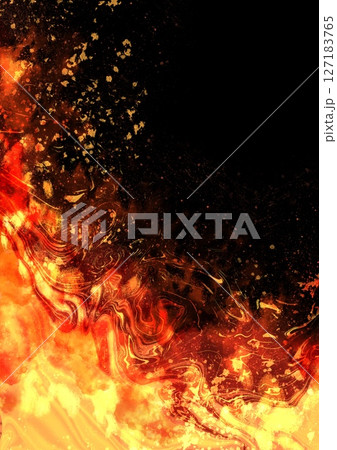 激しく燃える炎の縦背景イラストレーション	 127183765