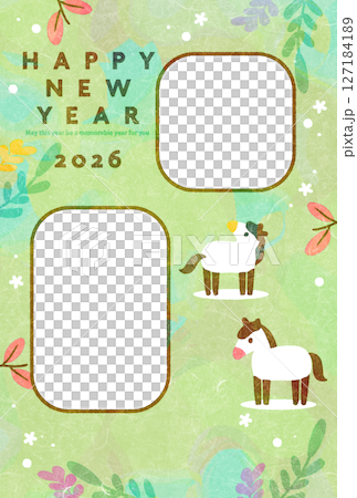 午年　年賀状　フォトフレーム 127184189