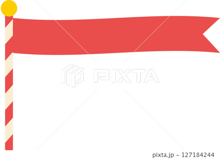 棒付き旗をモチーフにしたシンプルなベクターイラスト｜旗,バナー,棒,ポール,装飾,カラフル,可愛い, 127184244
