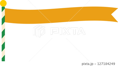 棒付き旗をモチーフにしたシンプルなベクターイラスト｜旗,バナー,棒,ポール,装飾,カラフル,可愛い, 127184249