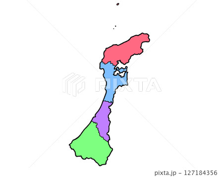 少しゆるい石川県地図 地域色分け 北陸地方 少しゆるい石川県地図 地域色分け 北陸地方 127184356