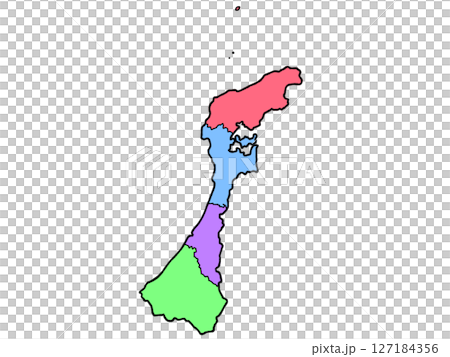 少しゆるい石川県地図 地域色分け 北陸地方 少しゆるい石川県地図 地域色分け 北陸地方 127184356