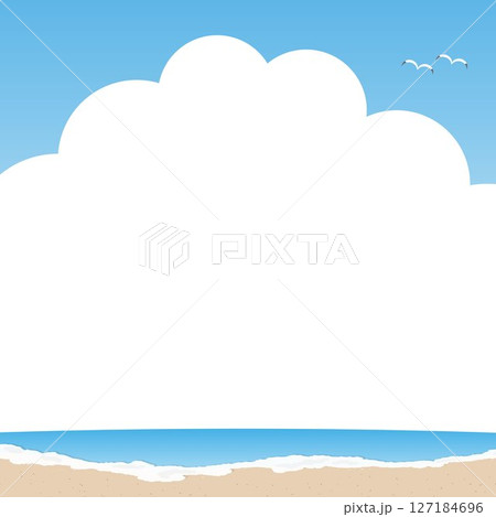夏の海辺の正方形フレームイラスト 127184696