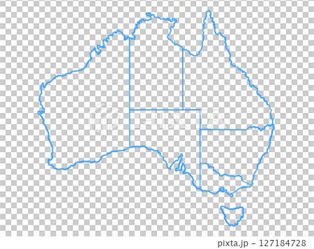 澳洲地圖（線圖，含州界）藍色 127184728