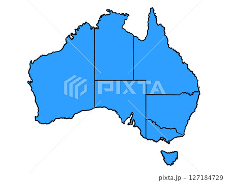 オーストラリアの地図（州境入り）ブルー 127184729