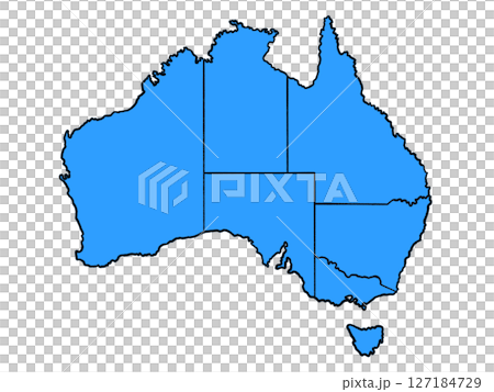 オーストラリアの地図（州境入り）ブルー 127184729