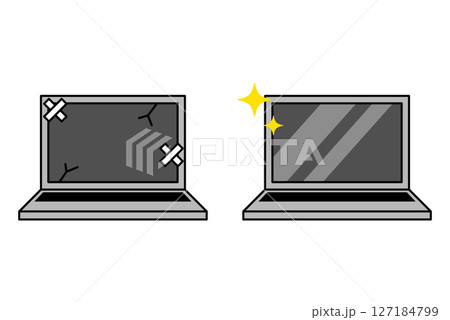 故障しているノートパソコンと新品のノートパソコン　セット 127184799