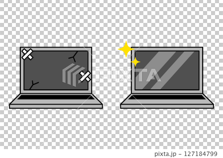 故障しているノートパソコンと新品のノートパソコン　セット 127184799