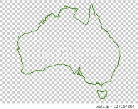 Map of Australia (line drawing, no state borders) Green 127184804
