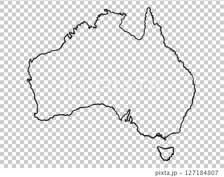 オーストラリアの地図（線画、州境線なし） 127184807