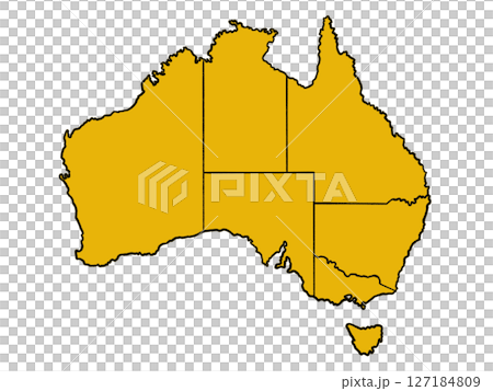 Map of Australia (with state borders) Yellow 127184809
