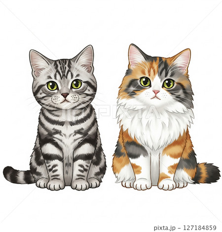 シルバーの猫と三毛猫 シルバーの猫と三毛猫 127184859