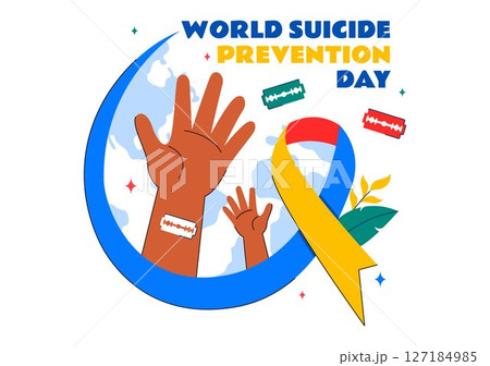 World Suicide Prevention Day Vector Illustration on September 10, Featuring a Hanging Rope and Helping Hands to Prevent Suicide in a Flat Background World Suicide Prevention Day Vector Illustration on September 10, Featuring a Hanging Rope and Helping Hands to Prevent Suicide in a Flat Background 127184985