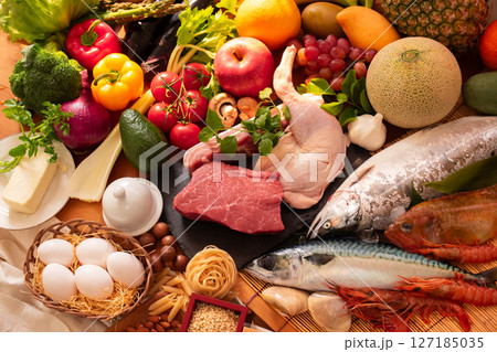 さまざまな栄養素をもつ食物イメージ(2) 127185035