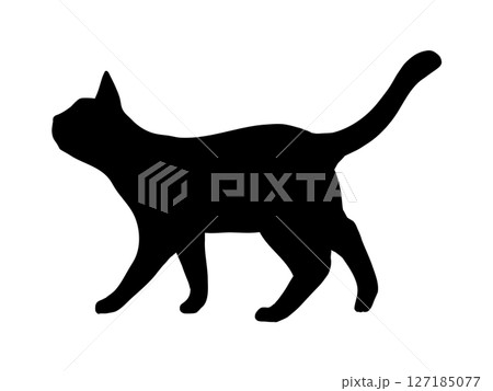 歩くネコ（横向き）のシルエット 127185077