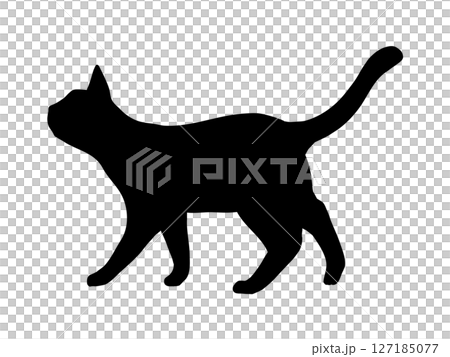 歩くネコ（横向き）のシルエット 127185077