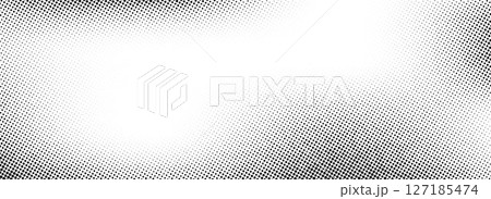 Grunge halftone gradient texture. Vanishing weathered grit noise background. Gritty sand wallpaper. Retro pixelated backdrop. Vector textured template surface. Anime or manga style comic overlay 127185474