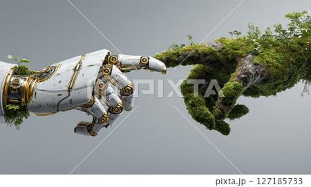 自然とAIが触れ合う未来の象徴 127185733