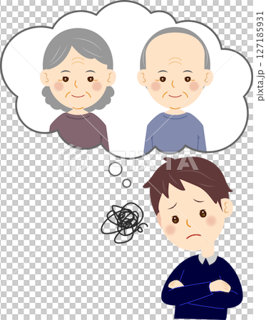 Son worries about his aging parents Son worries about his aging parents 127185931