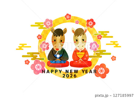 午年 夫婦 年賀状 午年 夫婦 年賀状 127185997