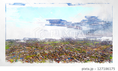 スケッチ風 スケッチ 風景 キレイ 俯瞰 ドローン写真 上空 空 山 空中 浮遊 幻想的 ドローン スケッチ風 スケッチ 風景 キレイ 俯瞰 ドローン写真 上空 空 山 空中 浮遊 幻想的 ドローン 127186175