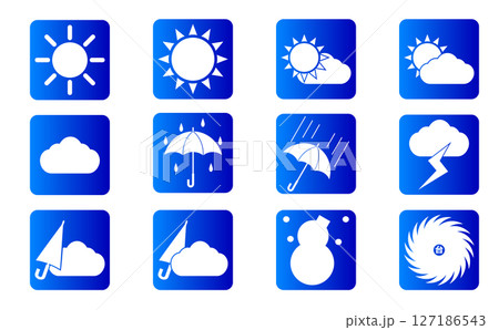 お天気マークの絵文字セットイラスト お天気マークの絵文字セットイラスト 127186543