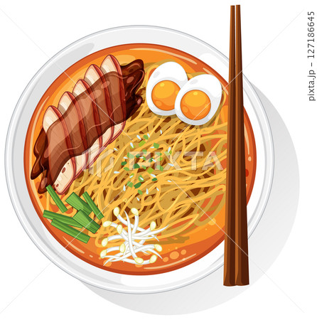 Vector Illustration of Asian Ramen Bowl Vector Illustration of Asian Ramen Bowl 127186645