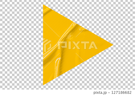 Yellow crumpled paper arrow isolated on transparent background 127186682