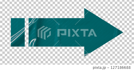 Green crumpled paper arrow isolated on transparent background 127186688