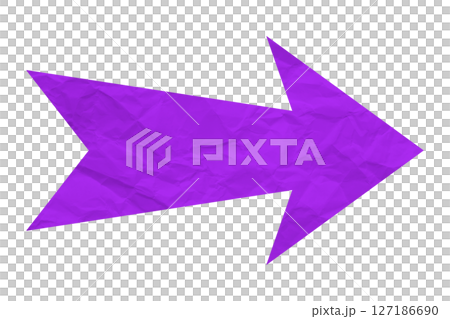Purple crumpled paper arrow isolated on transparent background 127186690