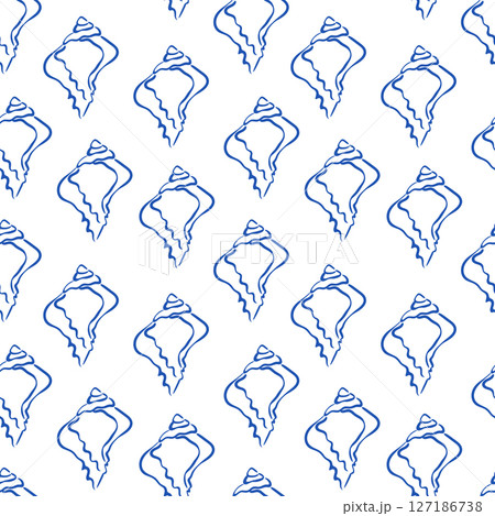 Elegant blue shell pattern design for home decor and fashion accessories 127186738