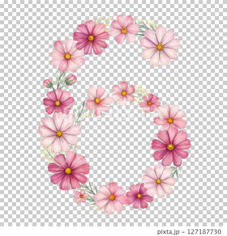 numbers alphabet and flowers white background 127187730