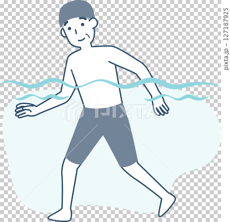 Senior man walking underwater 127187925