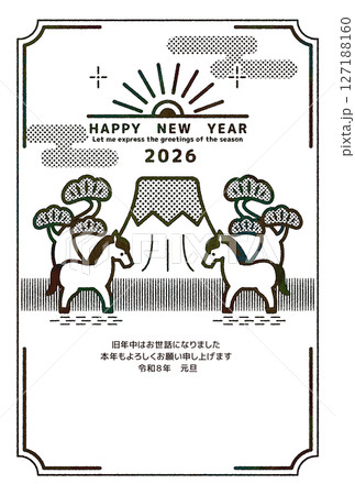 線画　年賀状　2026 127188160