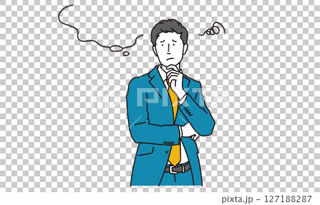Illustration material of a thinking male business person 127188287