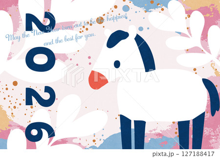 午年　デザイン　年賀状　イラスト 127188417