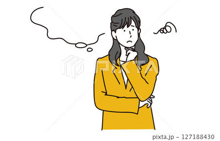考える女性のビジネスパーソンのイラスト素材 127188430