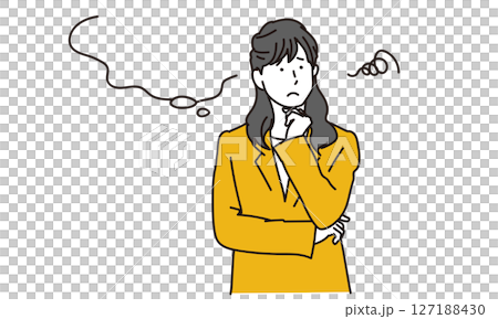 考える女性のビジネスパーソンのイラスト素材 127188430