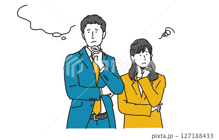 考える男女のビジネスパーソンのイラスト素材 考える男女のビジネスパーソンのイラスト素材 127188433
