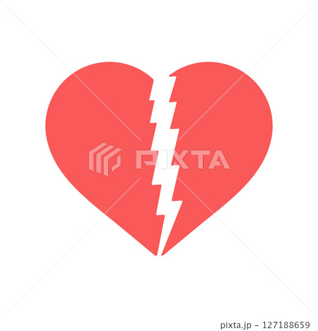 シンプルなギザギザに割れた赤いハートのアイコン- 失恋や傷心やショック、心臓発作やAEDのイメージ シンプルなギザギザに割れた赤いハートのアイコン- 失恋や傷心やショック、心臓発作やAEDのイメージ 127188659