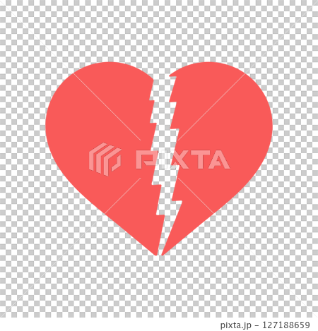 シンプルなギザギザに割れた赤いハートのアイコン- 失恋や傷心やショック、心臓発作やAEDのイメージ シンプルなギザギザに割れた赤いハートのアイコン- 失恋や傷心やショック、心臓発作やAEDのイメージ 127188659