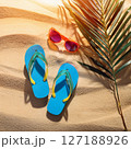 Summer Beach Scenes with Beach Essentials. Tropical Vacation Photography 127188926