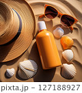 Summer Beach Scenes with Beach Essentials. Tropical Vacation Photography 127188927
